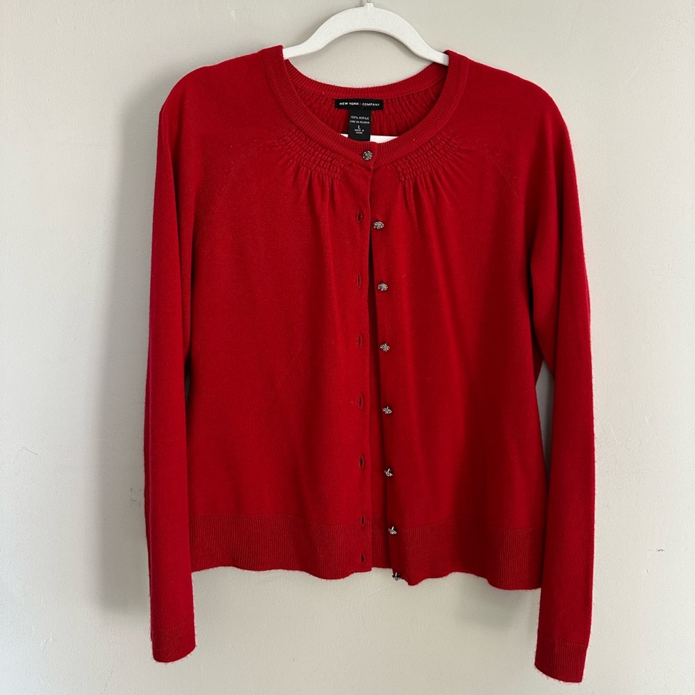 EUC New York & Co Red Cardigan sz L